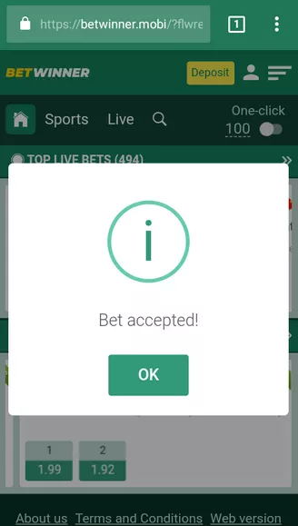 Betwinner Bet accepted